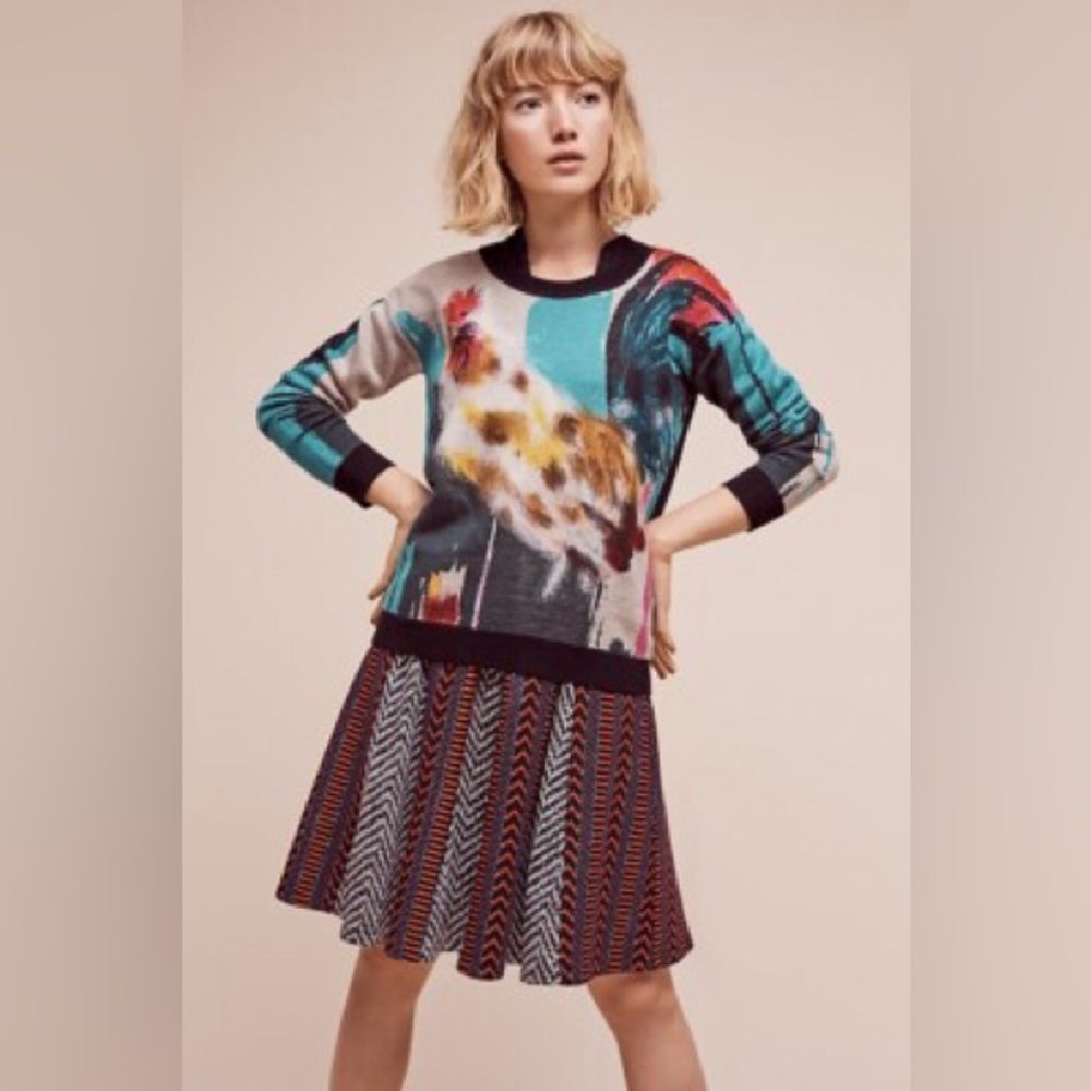 Anthropologie x Lauren Carlson Walcott Farm Animal Pullover XS Wool Blend